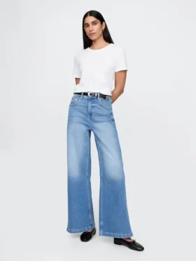 Jeans met extra hoge taille en wijde pijpen