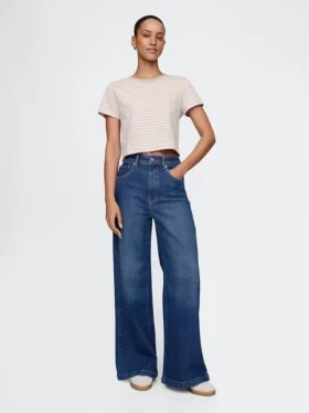 Jeans met extra hoge taille en wijde pijpen