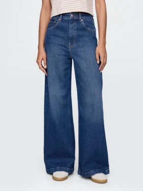 Jeans met extra hoge taille en wijde pijpen