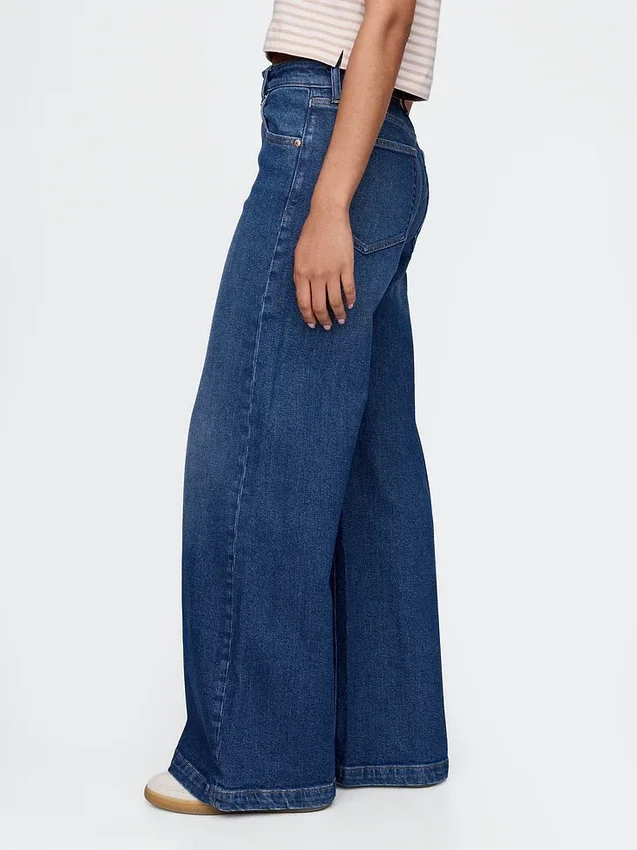 Jeans met extra hoge taille en wijde pijpen