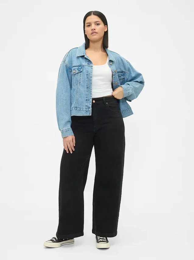 Jeans met extra hoge taille en wijde pijpen