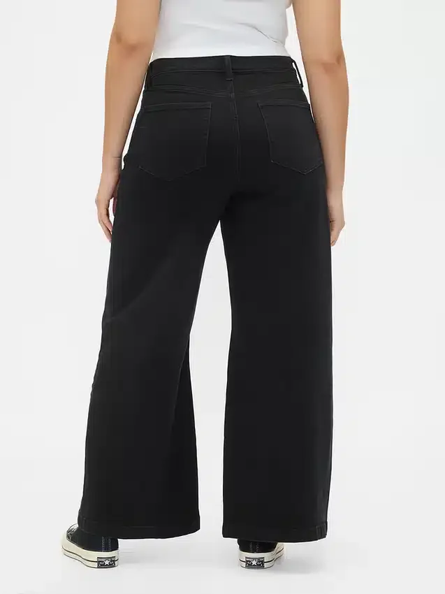 Jeans met extra hoge taille en wijde pijpen