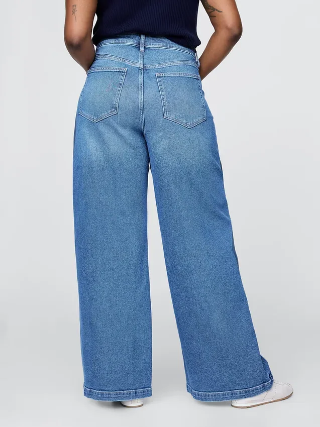 Jeans met extra hoge taille en wijde pijpen