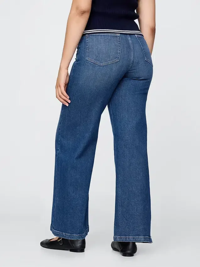 Jeans met extra hoge taille en wijde pijpen
