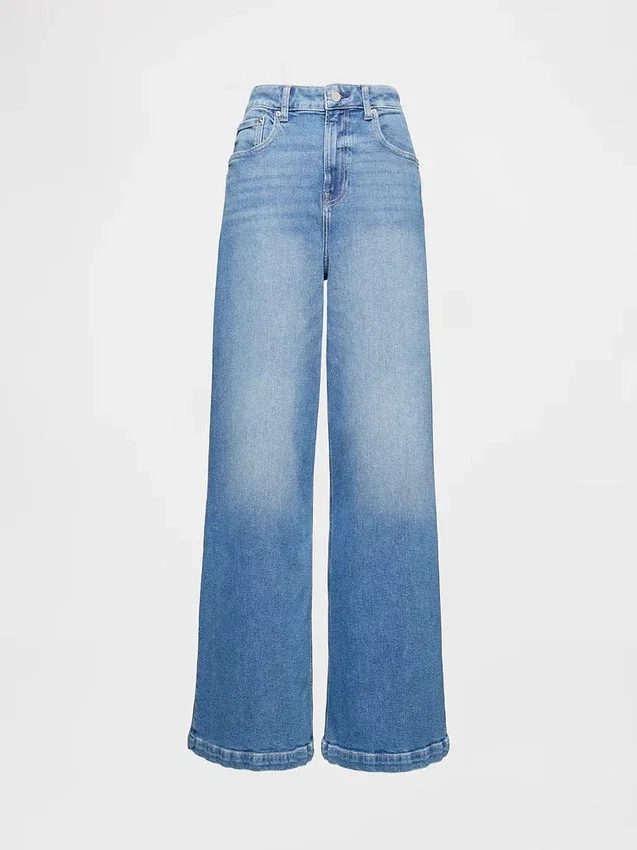 Jeans met extra hoge taille en wijde pijpen