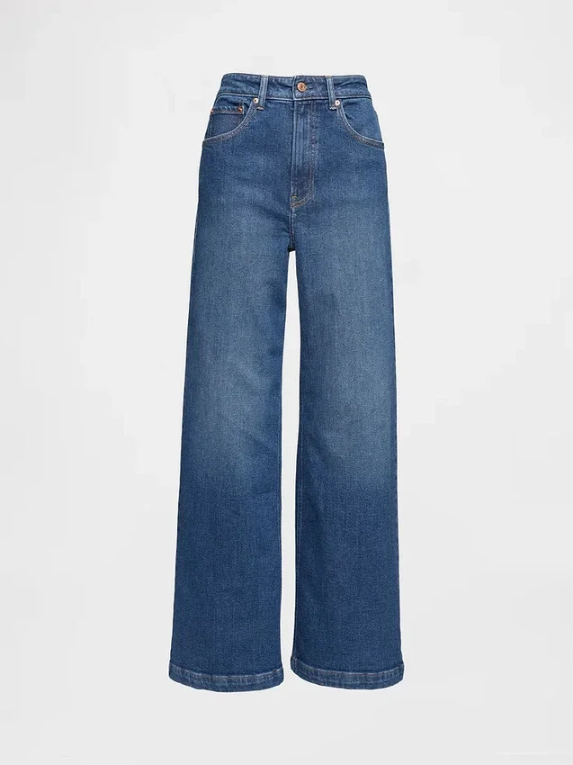 Jeans met extra hoge taille en wijde pijpen