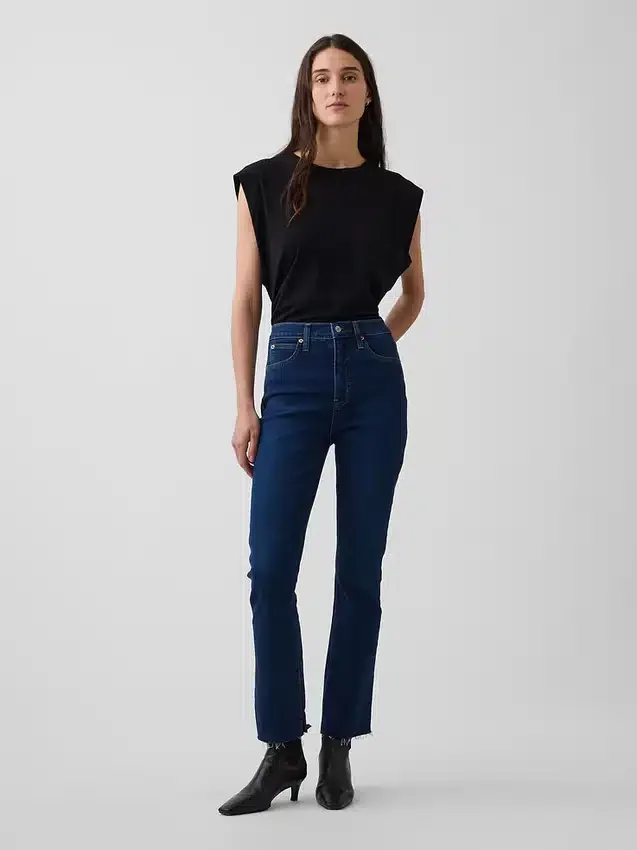 Jeans met hoge taille en uitlopende pijpen