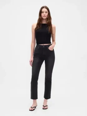 Jeans met hoge taille en uitlopende pijpen