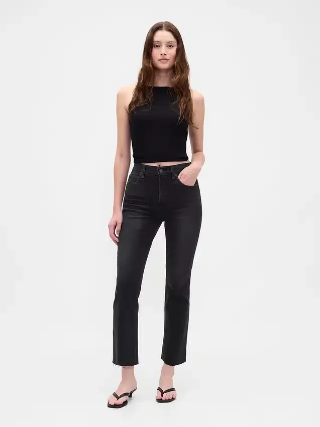 Jeans met hoge taille en uitlopende pijpen