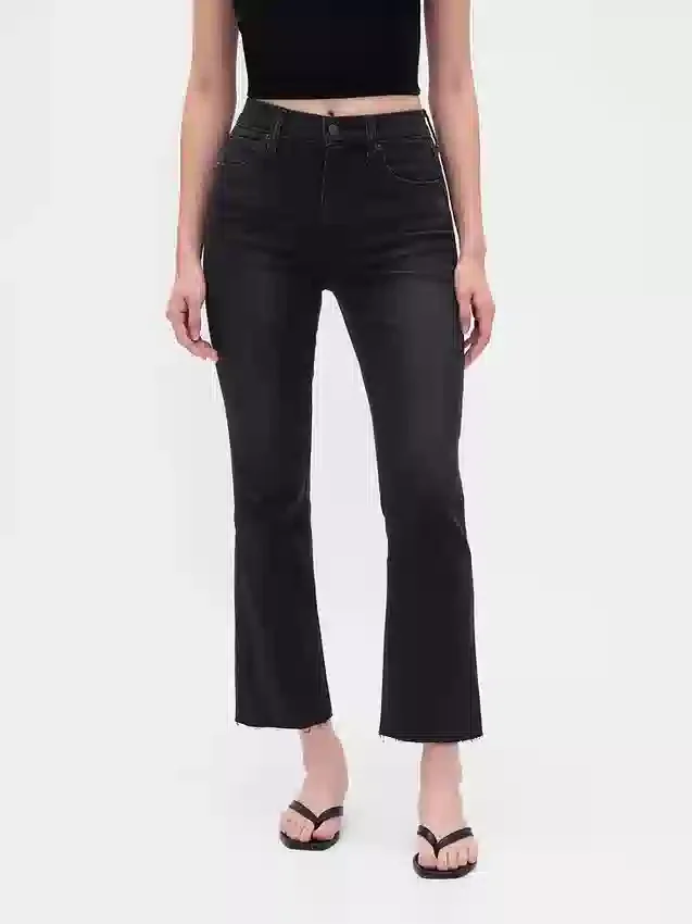 Jeans met hoge taille en uitlopende pijpen