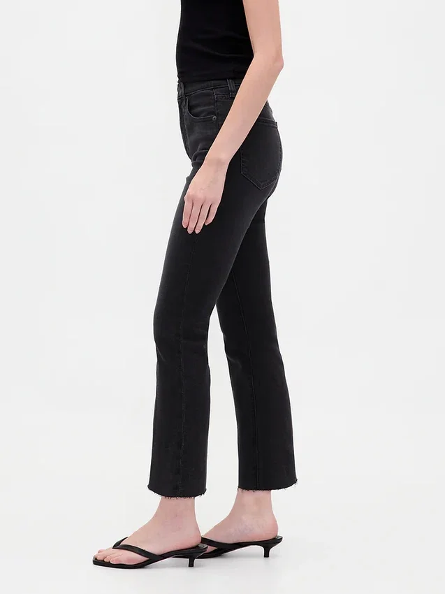 Jeans met hoge taille en uitlopende pijpen