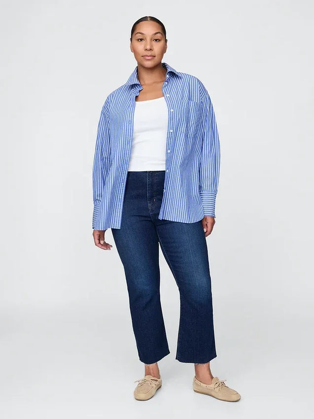 Jeans met hoge taille en uitlopende pijpen