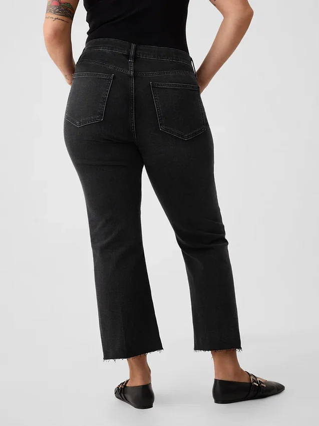 Jeans met hoge taille en uitlopende pijpen