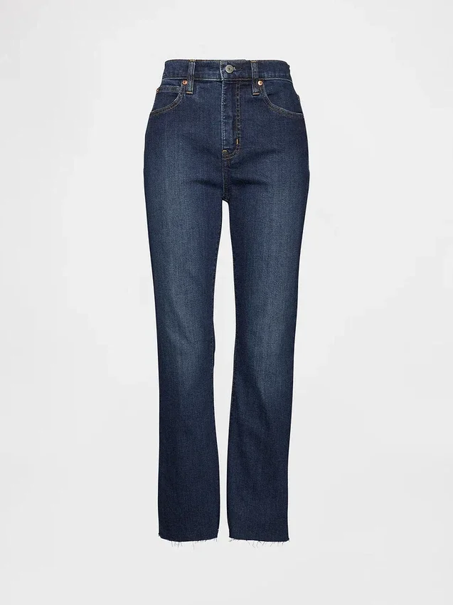 Jeans met hoge taille en uitlopende pijpen
