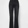 Jeans met hoge taille en uitlopende pijpen