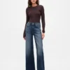 Jeans met hoge taille en wijde pijpen