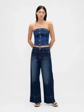 Jeans met hoge taille en wijde pijpen