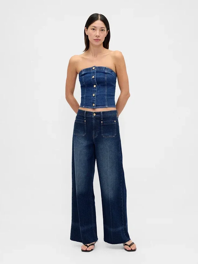 Jeans met hoge taille en wijde pijpen