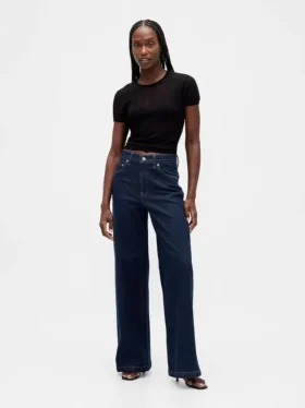 Jeans met hoge taille en wijde pijpen
