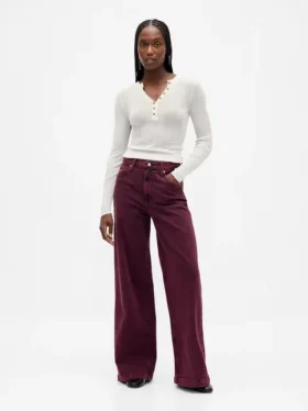 Jeans met hoge taille en wijde pijpen