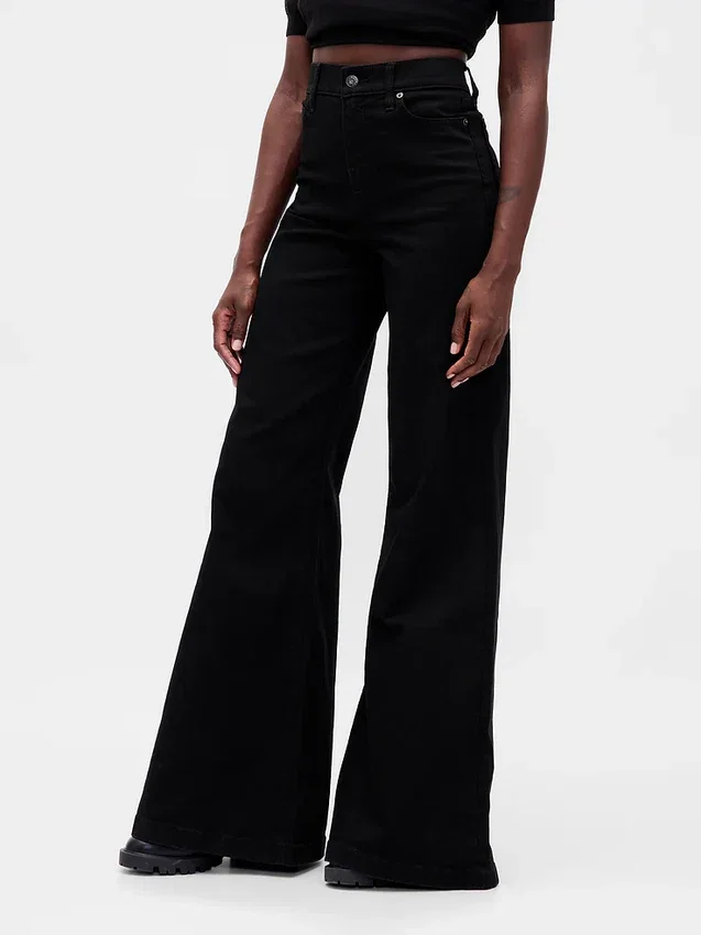 Jeans met hoge taille en wijde pijpen