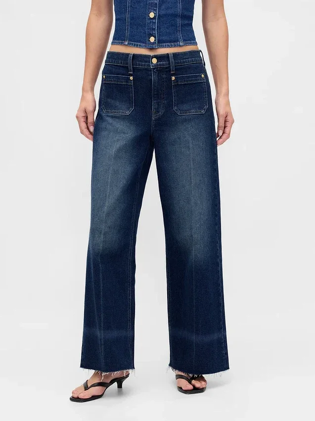Jeans met hoge taille en wijde pijpen