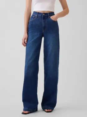 Jeans met hoge taille en wijde pijpen