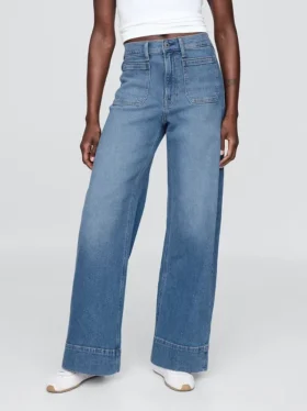 Jeans met hoge taille en wijde pijpen