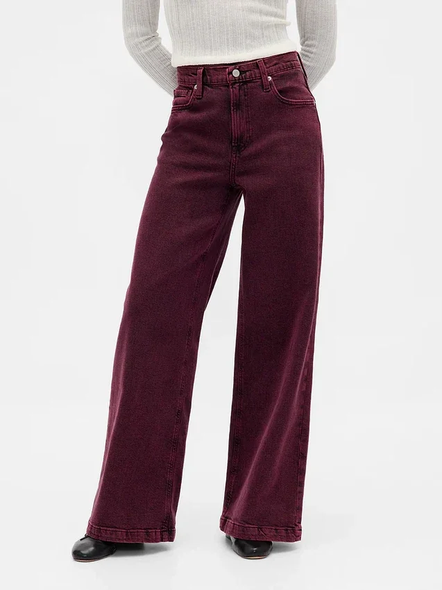 Jeans met hoge taille en wijde pijpen