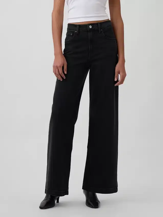 Jeans met hoge taille en wijde pijpen