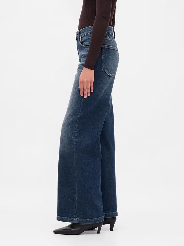 Jeans met hoge taille en wijde pijpen