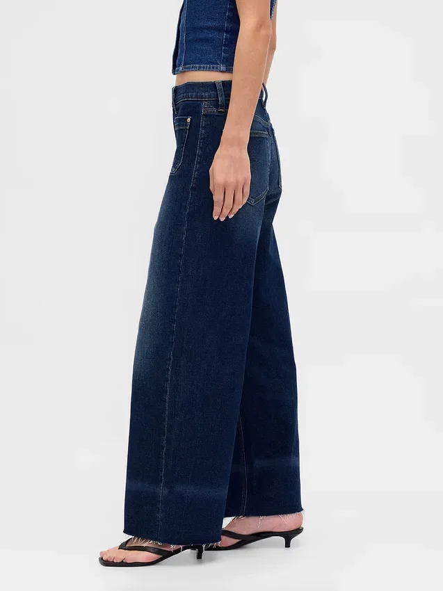 Jeans met hoge taille en wijde pijpen