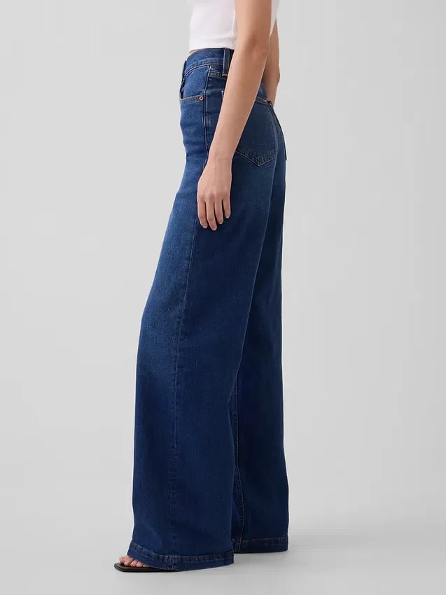 Jeans met hoge taille en wijde pijpen