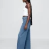 Jeans met hoge taille en wijde pijpen
