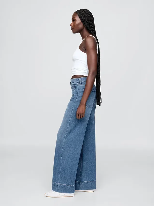 Jeans met hoge taille en wijde pijpen