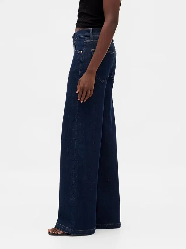 Jeans met hoge taille en wijde pijpen