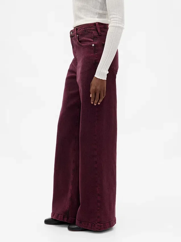 Jeans met hoge taille en wijde pijpen