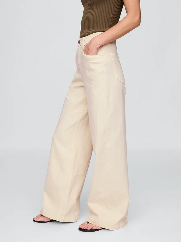 Jeans met hoge taille en wijde pijpen