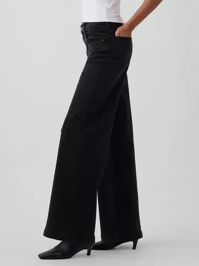 Jeans met hoge taille en wijde pijpen