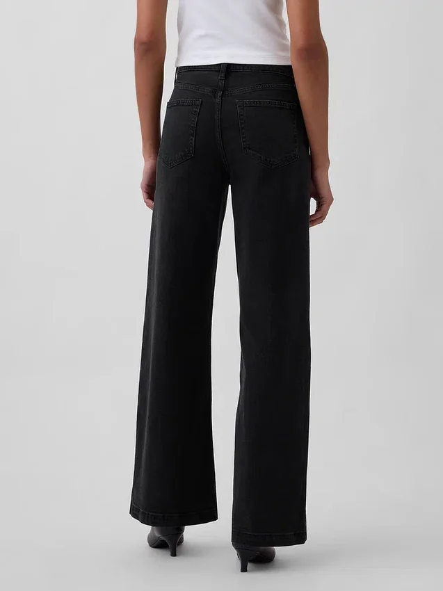 Jeans met hoge taille en wijde pijpen