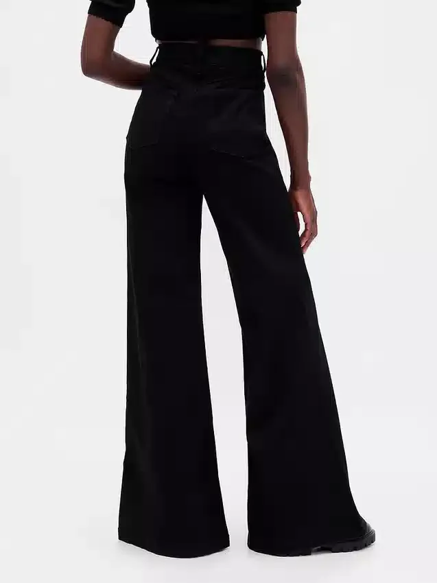 Jeans met hoge taille en wijde pijpen