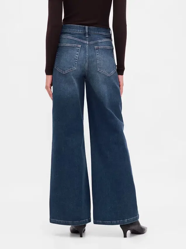 Jeans met hoge taille en wijde pijpen