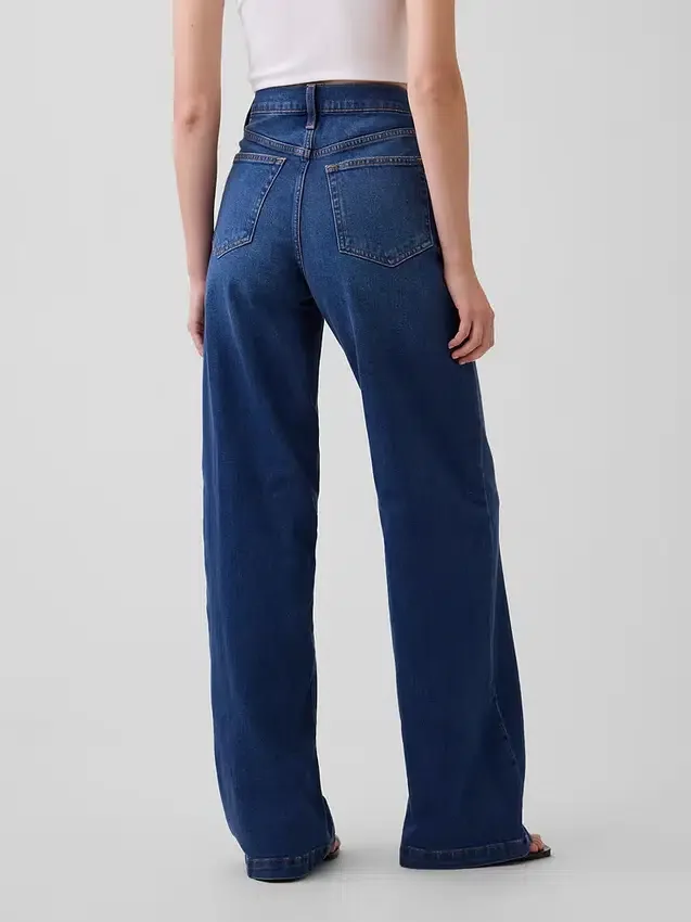 Jeans met hoge taille en wijde pijpen