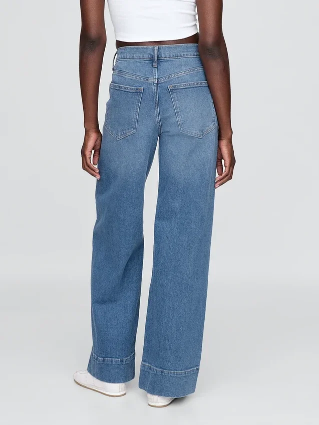 Jeans met hoge taille en wijde pijpen