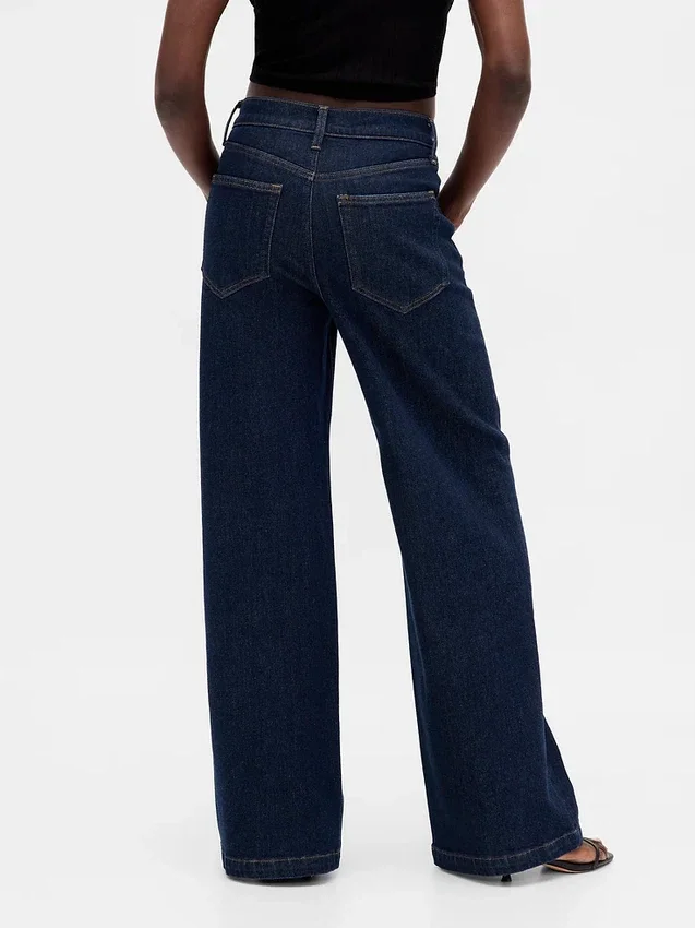 Jeans met hoge taille en wijde pijpen