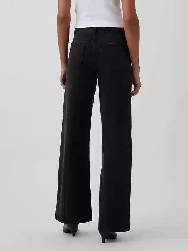 Jeans met hoge taille en wijde pijpen
