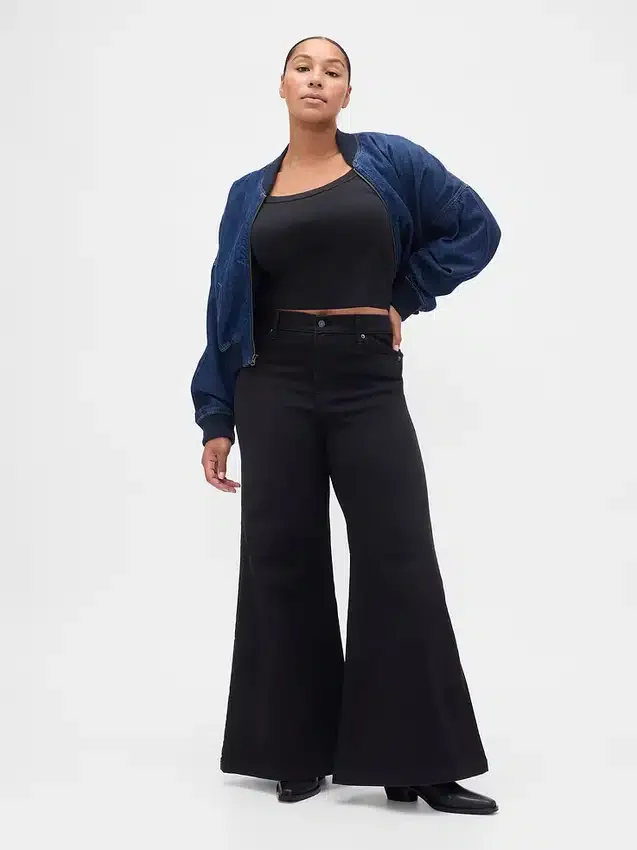Jeans met hoge taille en wijde pijpen