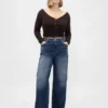 Jeans met hoge taille en wijde pijpen