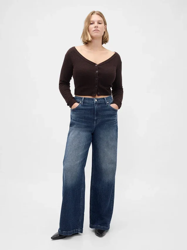 Jeans met hoge taille en wijde pijpen