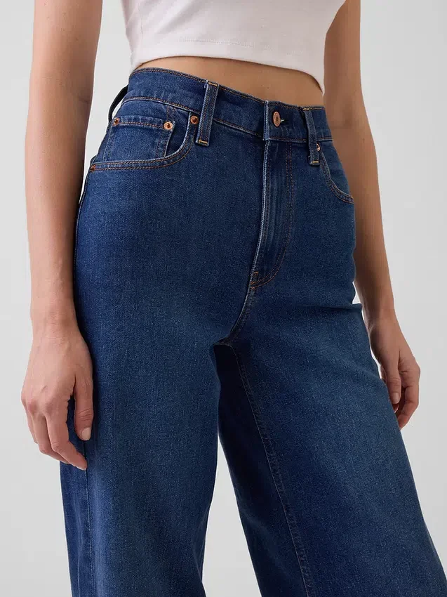 Jeans met hoge taille en wijde pijpen